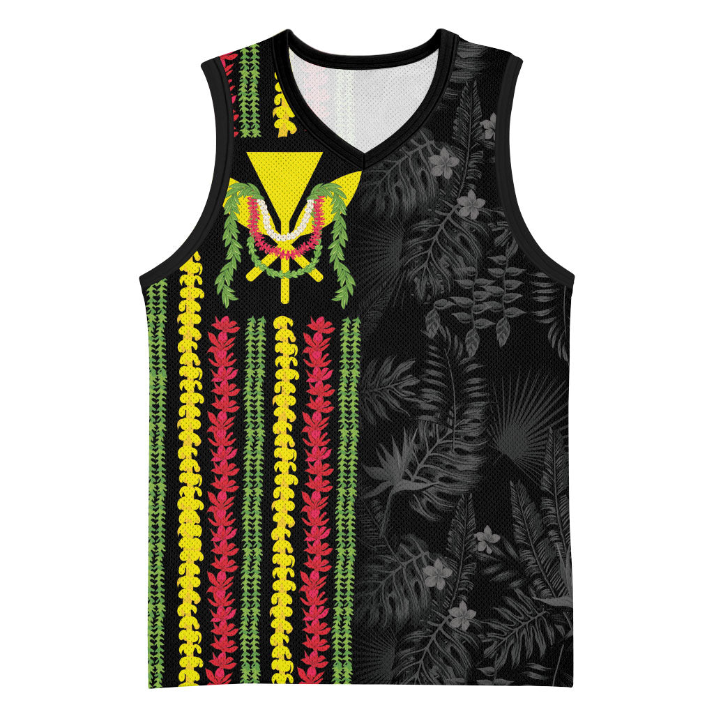 Hawaii Lei Kanaka Maoli Flag Basketball Jersey Tropical Vibes LT05 Unisex Black - Polynesian Pride