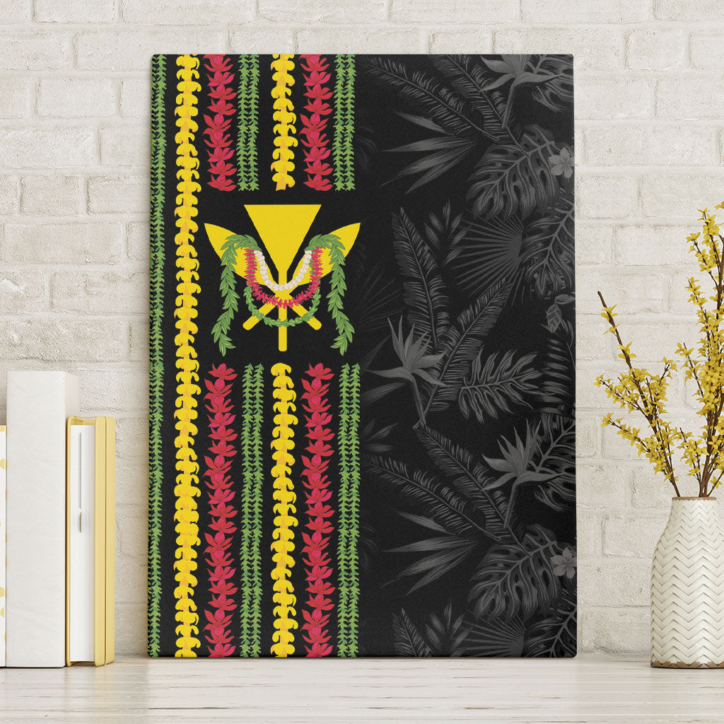 Hawaii Lei Kanaka Maoli Flag Canvas Wall Art Tropical Vibes LT05 Without Frame Black - Polynesian Pride