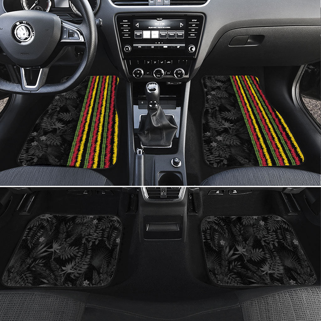 Hawaii Lei Kanaka Maoli Flag Car Mats Tropical Vibes LT05 Set 4pcs Black - Polynesian Pride