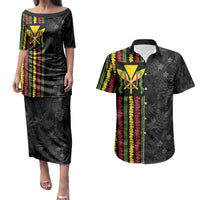 Hawaii Lei Kanaka Maoli Flag Couples Matching Puletasi and Hawaiian Shirt Tropical Vibes