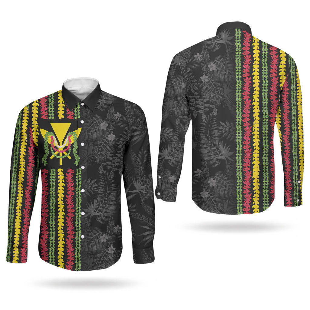 Hawaii Lei Kanaka Maoli Flag Couples Matching Summer Maxi Dress and Long Sleeve Button Shirt Tropical Vibes