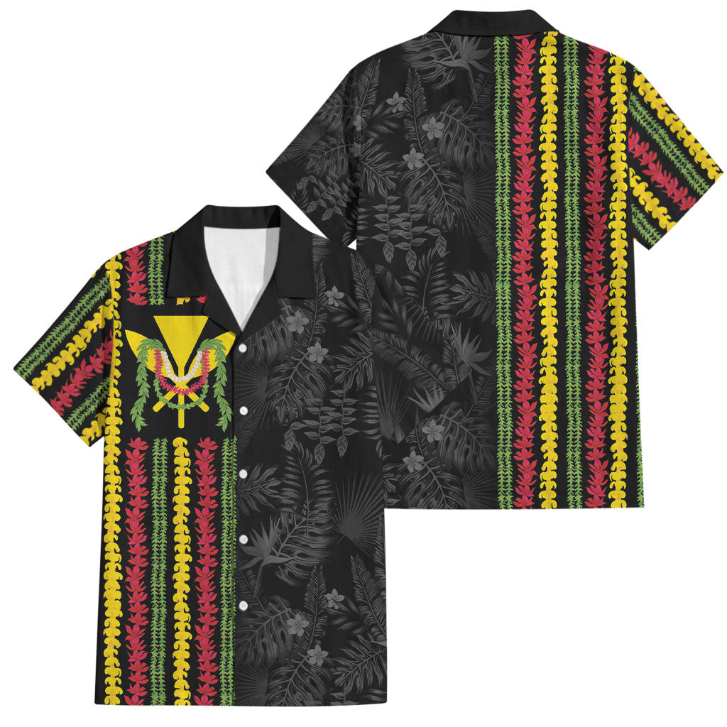 Hawaii Lei Kanaka Maoli Flag Family Matching Off Shoulder Short Dress and Hawaiian Shirt Tropical Vibes