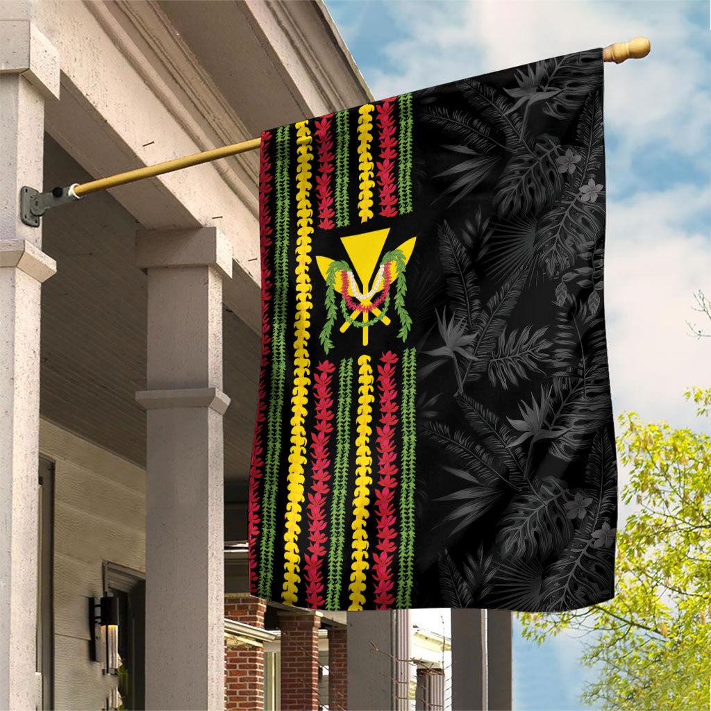 Hawaii Lei Kanaka Maoli Flag Garden Flag Tropical Vibes LT05 House Flag Black - Polynesian Pride