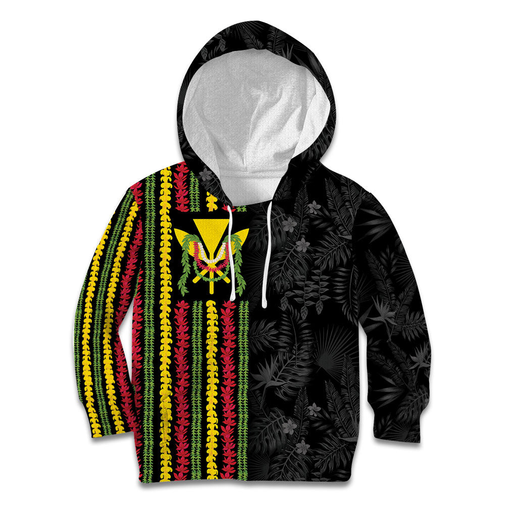 Hawaii Lei Kanaka Maoli Flag Kid Hoodie Tropical Vibes LT05 Hoodie Black - Polynesian Pride