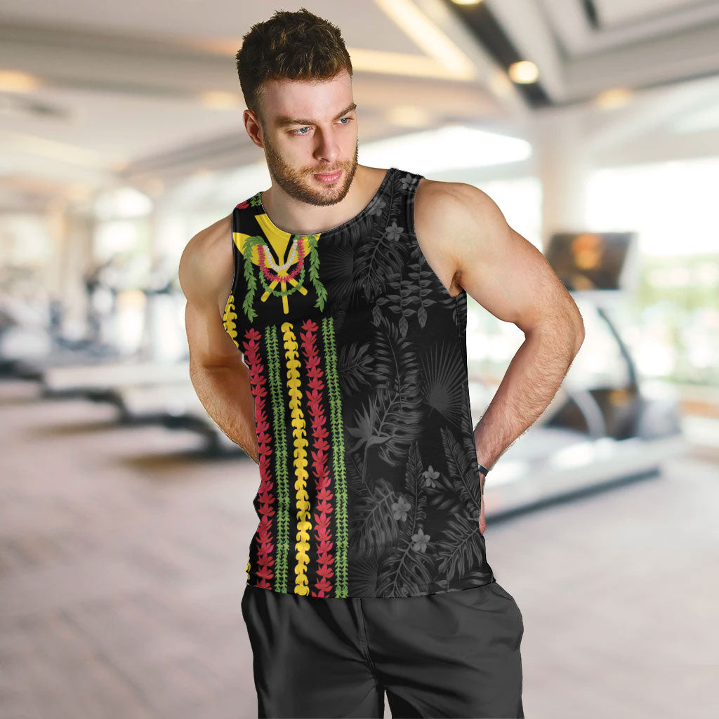 Hawaii Lei Kanaka Maoli Flag Men Tank Top Tropical Vibes LT05 Black - Polynesian Pride
