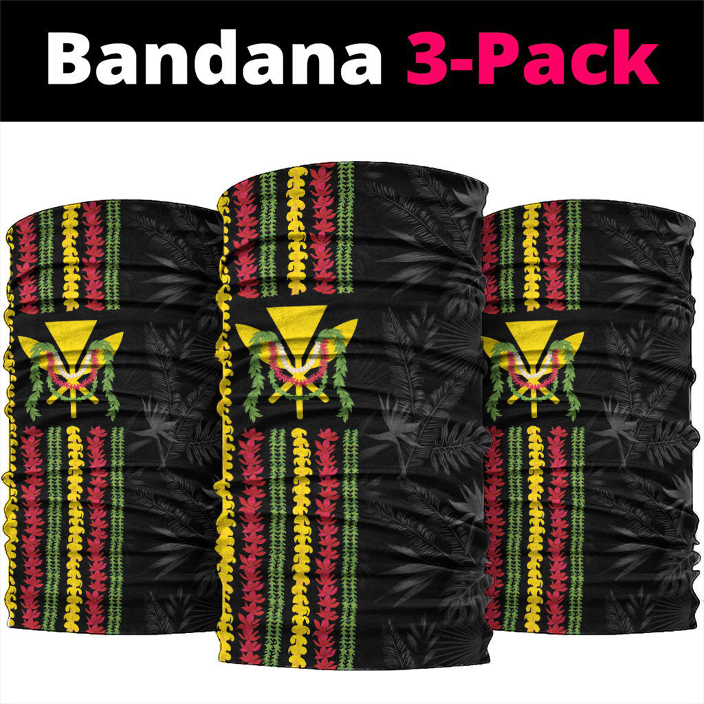 Hawaii Lei Kanaka Maoli Flag Neck Gaiter Tropical Vibes LT05 package One Size: 25*50cm Black - Polynesian Pride