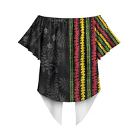 Hawaii Lei Kanaka Maoli Flag Off Shoulder Wrap Waist Top Tropical Vibes LT05 - Polynesian Pride