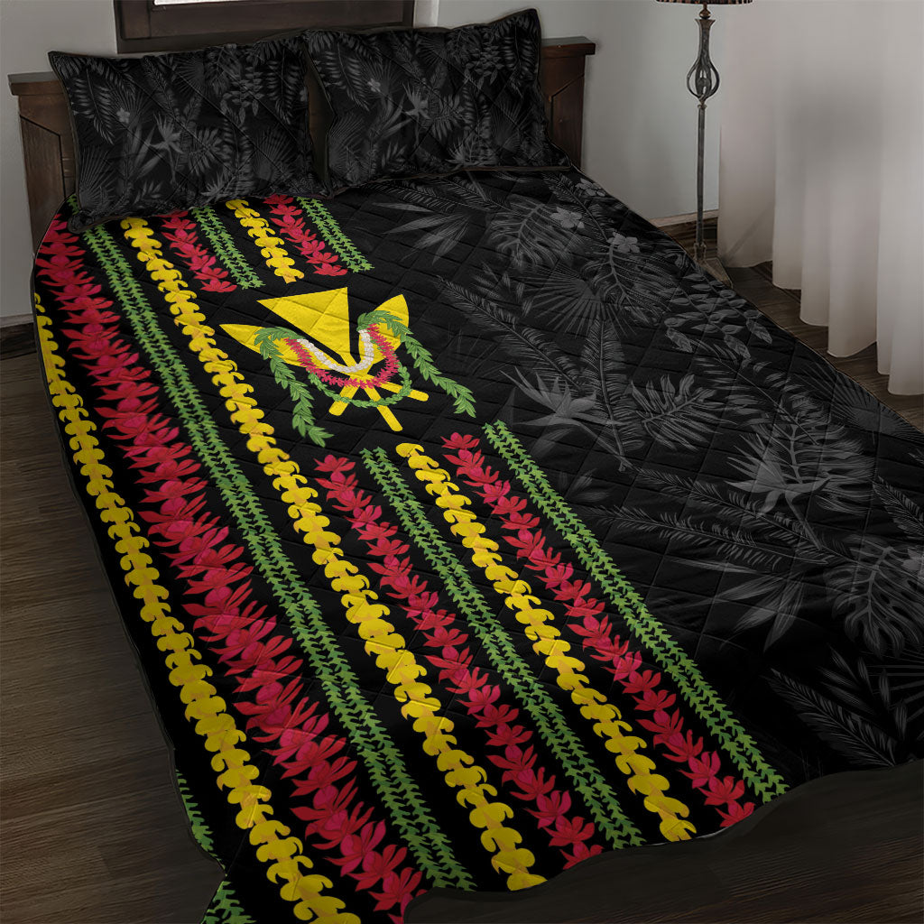 Hawaii Lei Kanaka Maoli Flag Quilt Bed Set Tropical Vibes