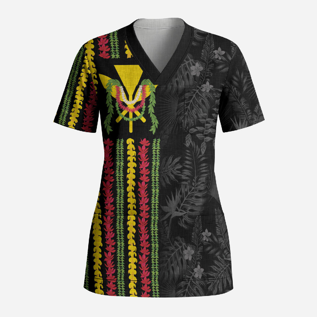 Hawaii Lei Kanaka Maoli Flag Scrub Top Tropical Vibes
