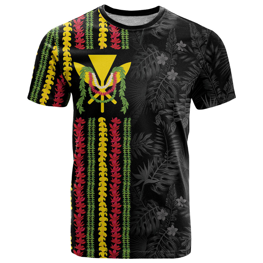 Hawaii Lei Kanaka Maoli Flag T Shirt Tropical Vibes LT05 Black - Polynesian Pride