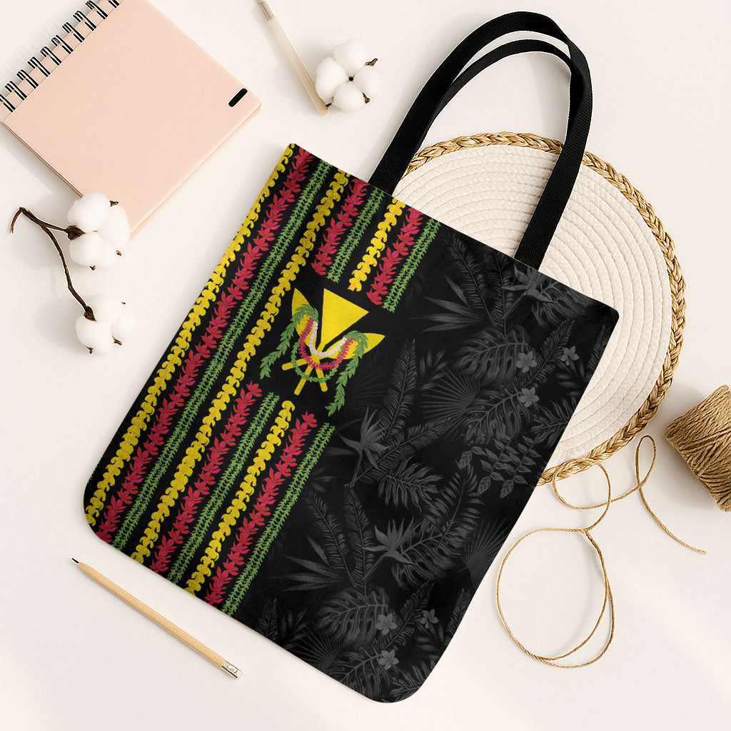 Hawaii Lei Kanaka Maoli Flag Tote Bag Tropical Vibes LT05 Black Strap One Size Black - Polynesian Pride