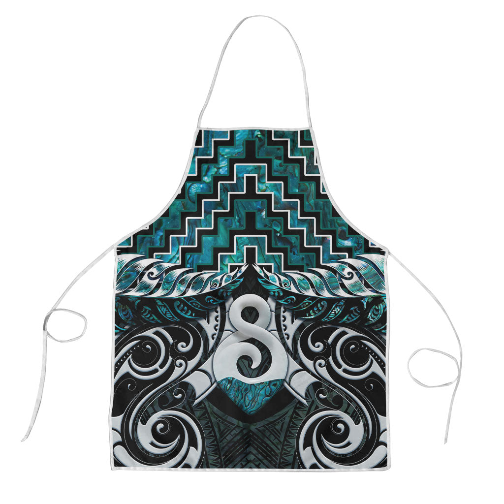 New Zealand Maori Apron Poutama Pikorua - Single Twist Paua Shell LT05 Turquoise - Polynesian Pride