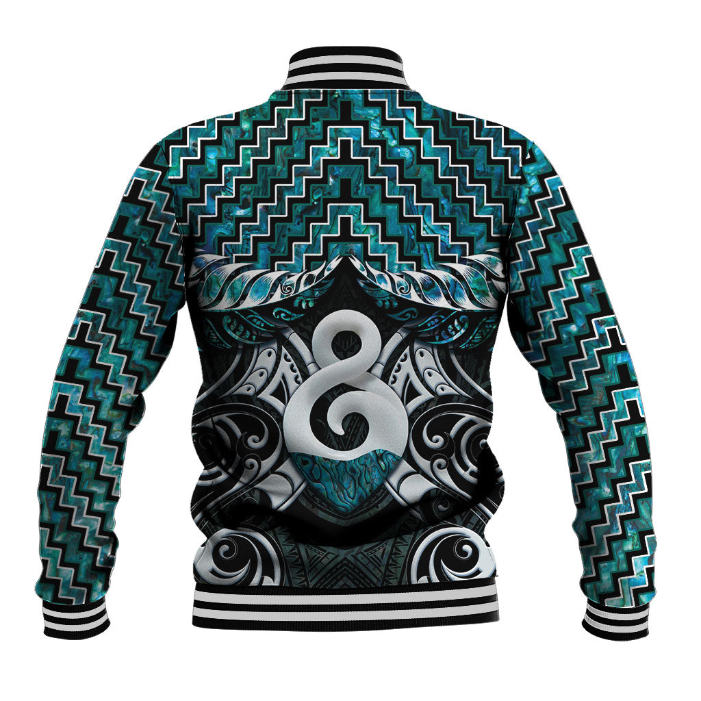 New Zealand Maori Baseball Jacket Poutama Pikorua - Single Twist Paua Shell LT05 - Polynesian Pride