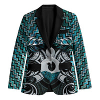 New Zealand Maori Blazer Poutama Pikorua - Single Twist Paua Shell LT05 Unisex Turquoise - Polynesian Pride