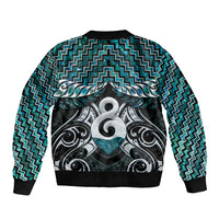 New Zealand Maori Bomber Jacket Poutama Pikorua - Single Twist Paua Shell LT05 - Polynesian Pride