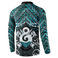New Zealand Maori Button Sweatshirt Poutama Pikorua - Single Twist Paua Shell LT05 - Polynesian Pride