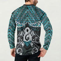 New Zealand Maori Button Sweatshirt Poutama Pikorua - Single Twist Paua Shell LT05 - Polynesian Pride