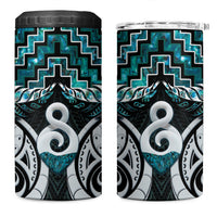New Zealand Maori 4 in 1 Can Cooler Tumbler Poutama Pikorua - Single Twist Paua Shell LT05 One Size: 16 oz Turquoise - Polynesian Pride