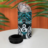 New Zealand Maori 4 in 1 Can Cooler Tumbler Poutama Pikorua - Single Twist Paua Shell LT05 - Polynesian Pride