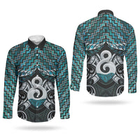 New Zealand Maori Couples Matching Off Shoulder Short Dress and Long Sleeve Button Shirt Poutama Pikorua - Single Twist Paua Shell LT05 - Polynesian Pride