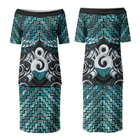 New Zealand Maori Couples Matching Puletasi and Long Sleeve Button Shirt Poutama Pikorua - Single Twist Paua Shell LT05 - Polynesian Pride