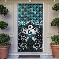 New Zealand Maori Door Cover Poutama Pikorua - Single Twist Paua Shell LT05 Turquoise - Polynesian Pride