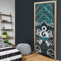 New Zealand Maori Door Cover Poutama Pikorua - Single Twist Paua Shell LT05 - Polynesian Pride
