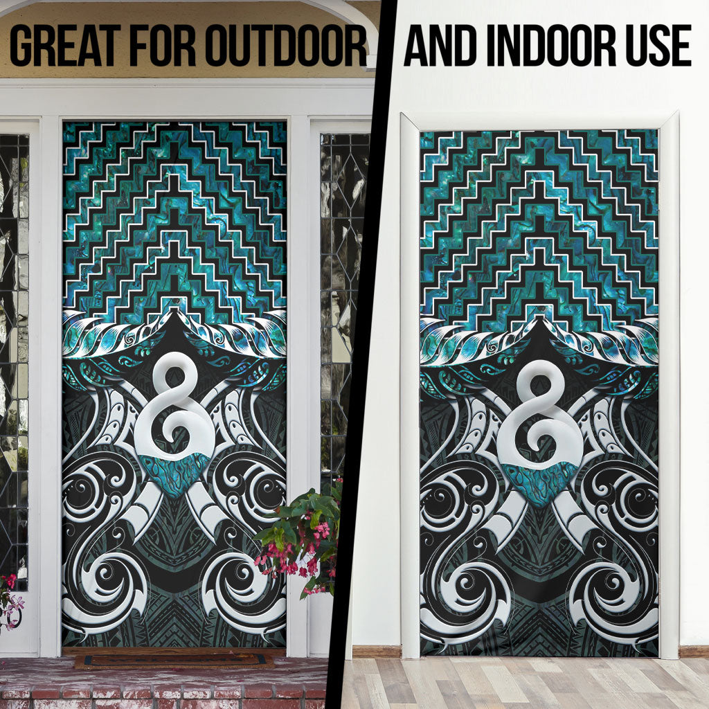 New Zealand Maori Door Cover Poutama Pikorua - Single Twist Paua Shell LT05 - Polynesian Pride