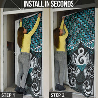 New Zealand Maori Door Cover Poutama Pikorua - Single Twist Paua Shell LT05 - Polynesian Pride
