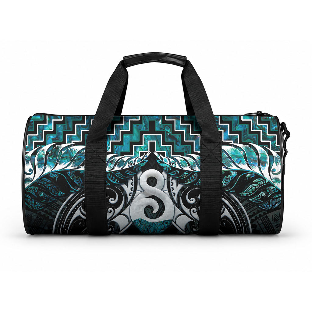 New Zealand Maori Duffle Bag Poutama Pikorua - Single Twist Paua Shell LT05 One size Turquoise - Polynesian Pride