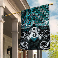 New Zealand Maori Garden Flag Poutama Pikorua - Single Twist Paua Shell LT05 House Flag Turquoise - Polynesian Pride