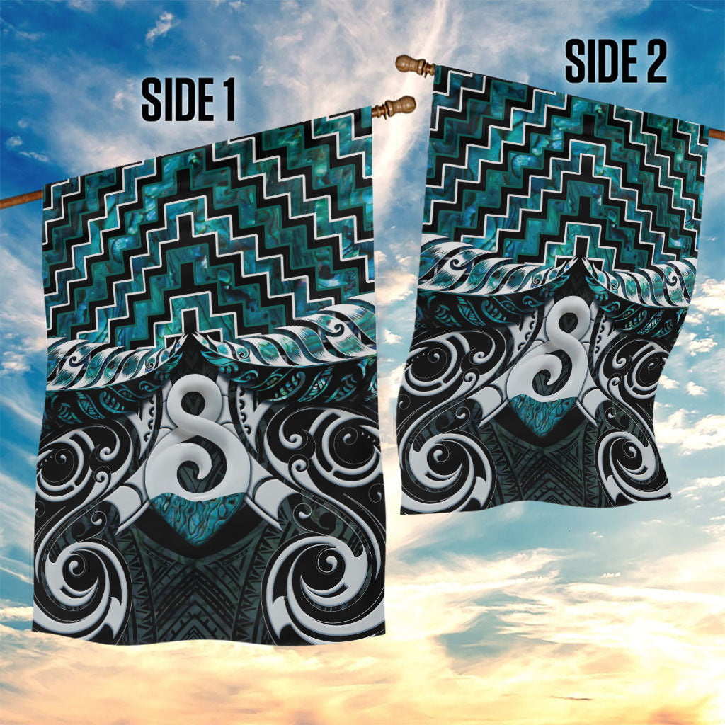New Zealand Maori Garden Flag Poutama Pikorua - Single Twist Paua Shell LT05 - Polynesian Pride