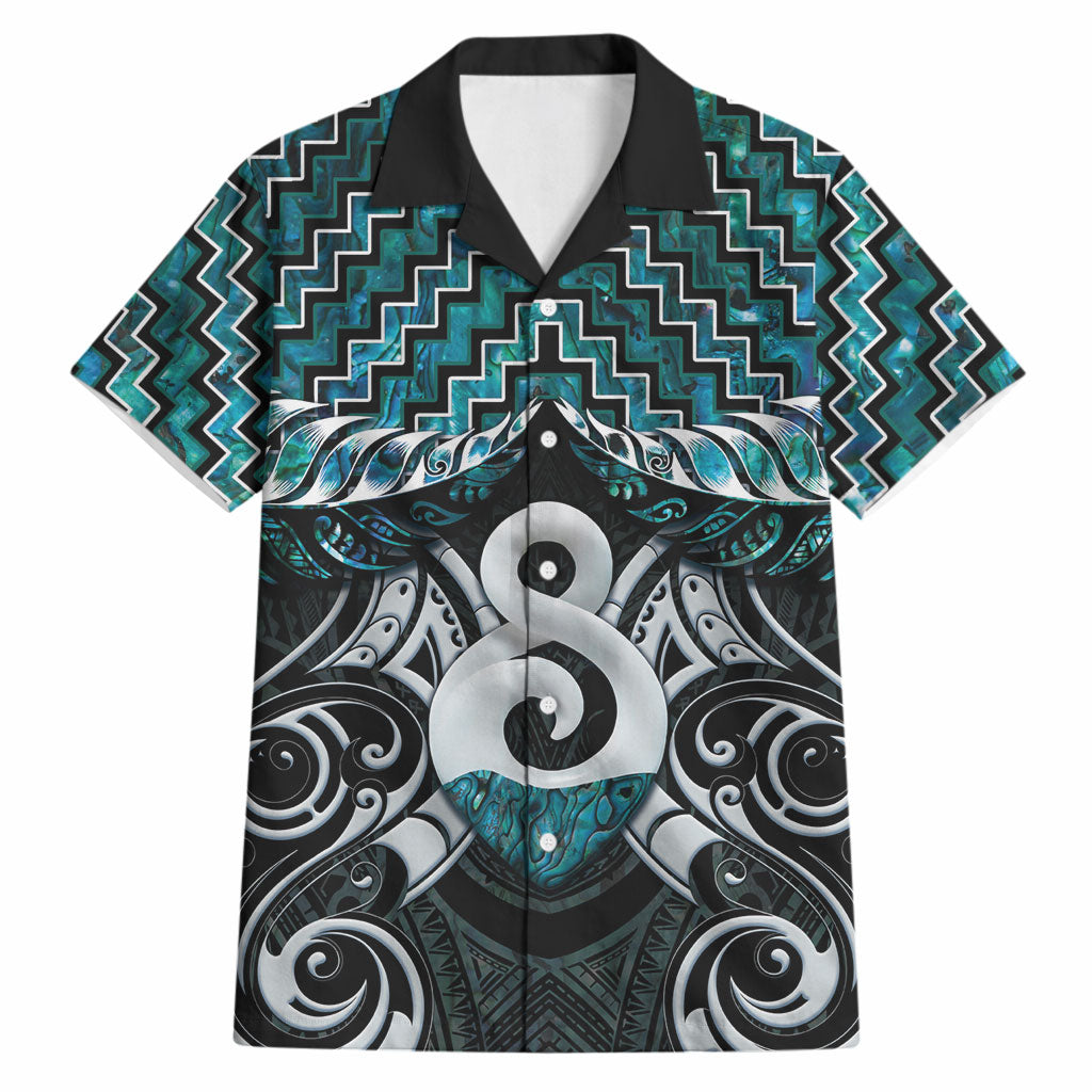 New Zealand Maori Hawaiian Shirt Poutama Pikorua - Single Twist Paua Shell LT05 Turquoise - Polynesian Pride