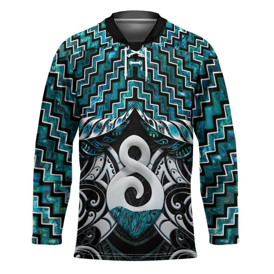 New Zealand Maori Hockey Jersey Poutama Pikorua - Single Twist Paua Shell LT05 Unisex Turquoise - Polynesian Pride