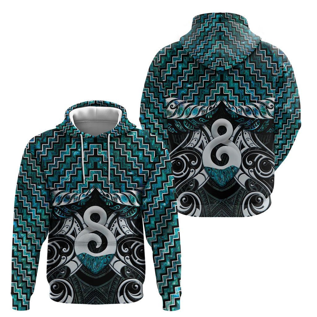 New Zealand Maori Hoodie Poutama Pikorua - Single Twist Paua Shell LT05 - Polynesian Pride