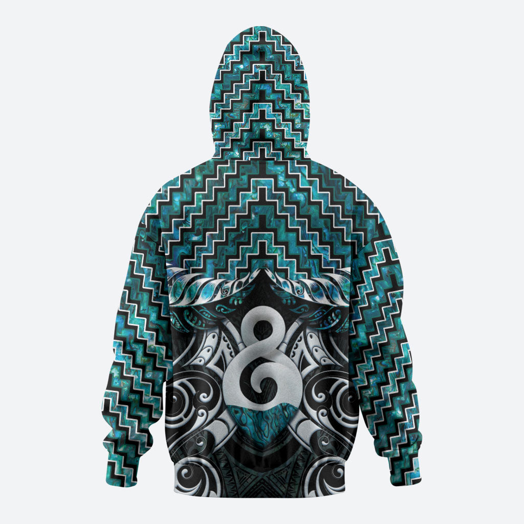 New Zealand Maori Hoodie Poutama Pikorua - Single Twist Paua Shell LT05 - Polynesian Pride