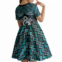 New Zealand Maori Kid Short Sleeve Dress Poutama Pikorua - Single Twist Paua Shell LT05 - Polynesian Pride