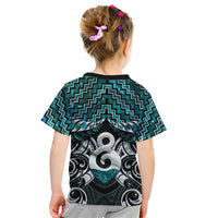 New Zealand Maori Kid T Shirt Poutama Pikorua - Single Twist Paua Shell LT05 - Polynesian Pride