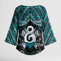 New Zealand Maori Kimono Sleeve Blouse Poutama Pikorua - Single Twist Paua Shell LT05 - Polynesian Pride