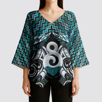 New Zealand Maori Kimono Sleeve Blouse Poutama Pikorua - Single Twist Paua Shell LT05 - Polynesian Pride