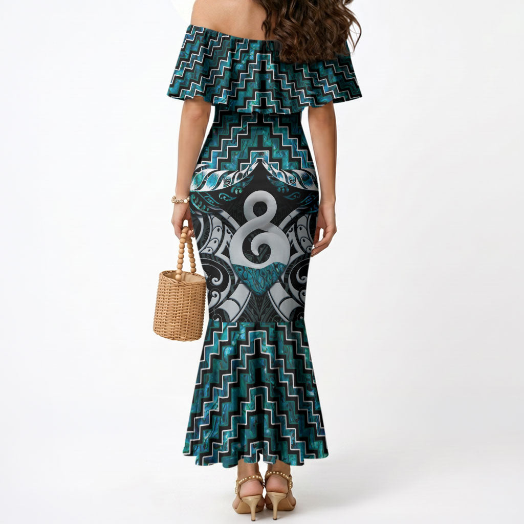 New Zealand Maori Mermaid Dress Poutama Pikorua - Single Twist Paua Shell LT05 - Polynesian Pride