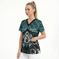 New Zealand Maori Scrub Top Poutama Pikorua - Single Twist Paua Shell LT05 - Polynesian Pride