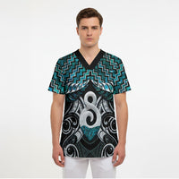 New Zealand Maori Scrub Top Poutama Pikorua - Single Twist Paua Shell LT05 - Polynesian Pride