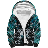 New Zealand Maori Sherpa Hoodie Poutama Pikorua - Single Twist Paua Shell LT05 Unisex Turquoise - Polynesian Pride