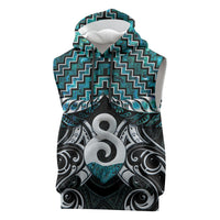 New Zealand Maori Sleeveless Hoodie Poutama Pikorua - Single Twist Paua Shell LT05 Turquoise - Polynesian Pride