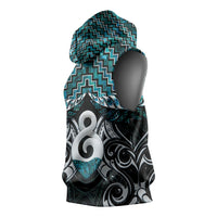 New Zealand Maori Sleeveless Hoodie Poutama Pikorua - Single Twist Paua Shell LT05 - Polynesian Pride