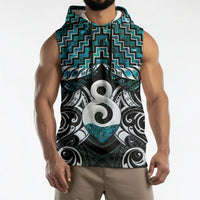 New Zealand Maori Sleeveless Hoodie Poutama Pikorua - Single Twist Paua Shell LT05 - Polynesian Pride