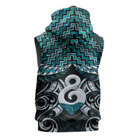 New Zealand Maori Sleeveless Zip Hoodie Poutama Pikorua - Single Twist Paua Shell LT05 - Polynesian Pride