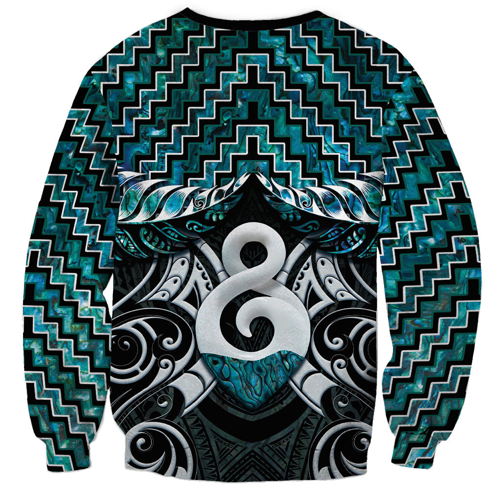 New Zealand Maori Sweatshirt Poutama Pikorua - Single Twist Paua Shell LT05 - Polynesian Pride