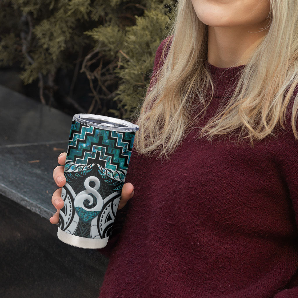 New Zealand Maori Tumbler Cup Poutama Pikorua - Single Twist Paua Shell LT05 - Polynesian Pride